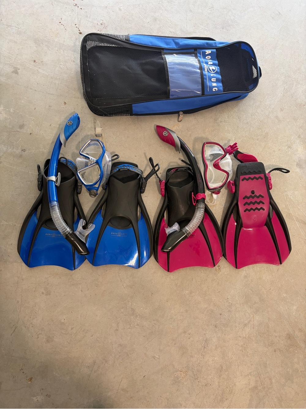 Aqua Lung Blue & Pink Snorkel Set Duo